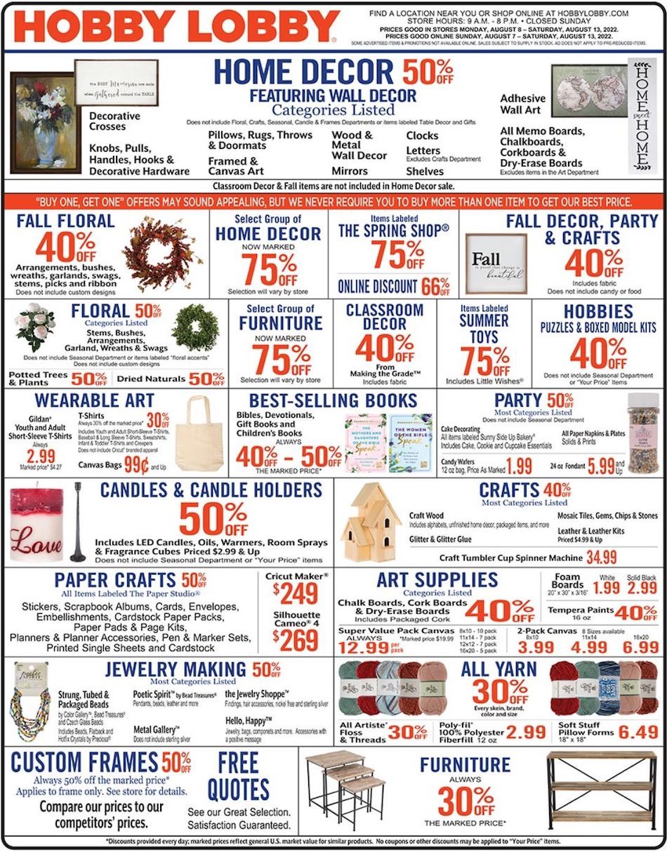 Hobby Lobby Weekly Ad Aug Weeklyads