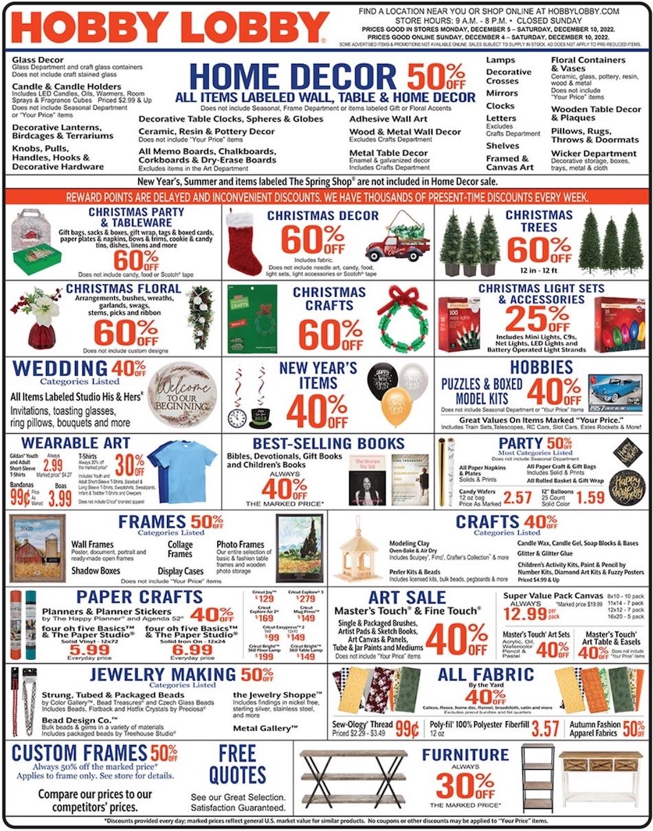 Hobby Lobby Weekly Ad Dec Weeklyads