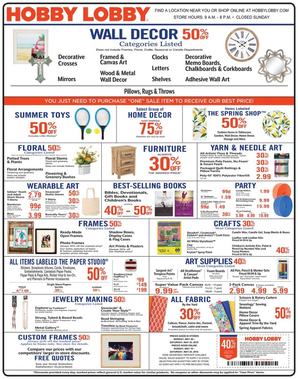 Hobby Lobby Weekly Ad May Weeklyads