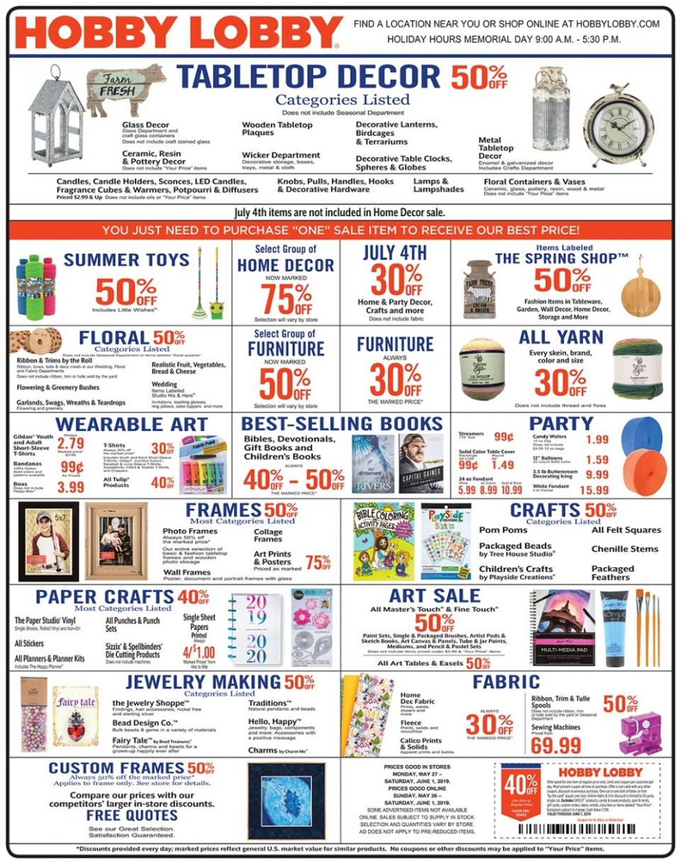 Hobby Lobby Weekly Ad May Jun Weeklyads