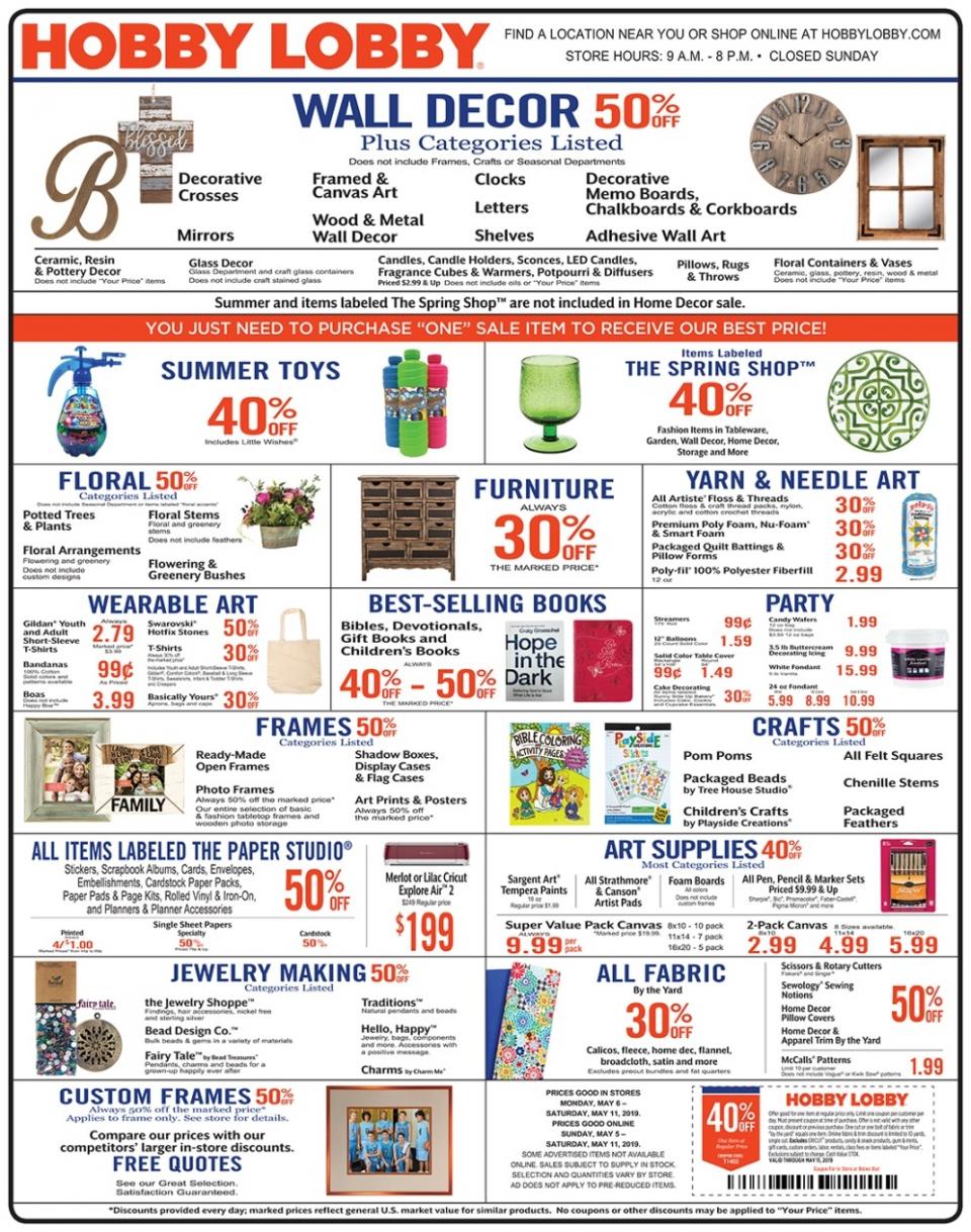 Hobby Lobby Weekly Ad May 5 11 2019 WeeklyAds2