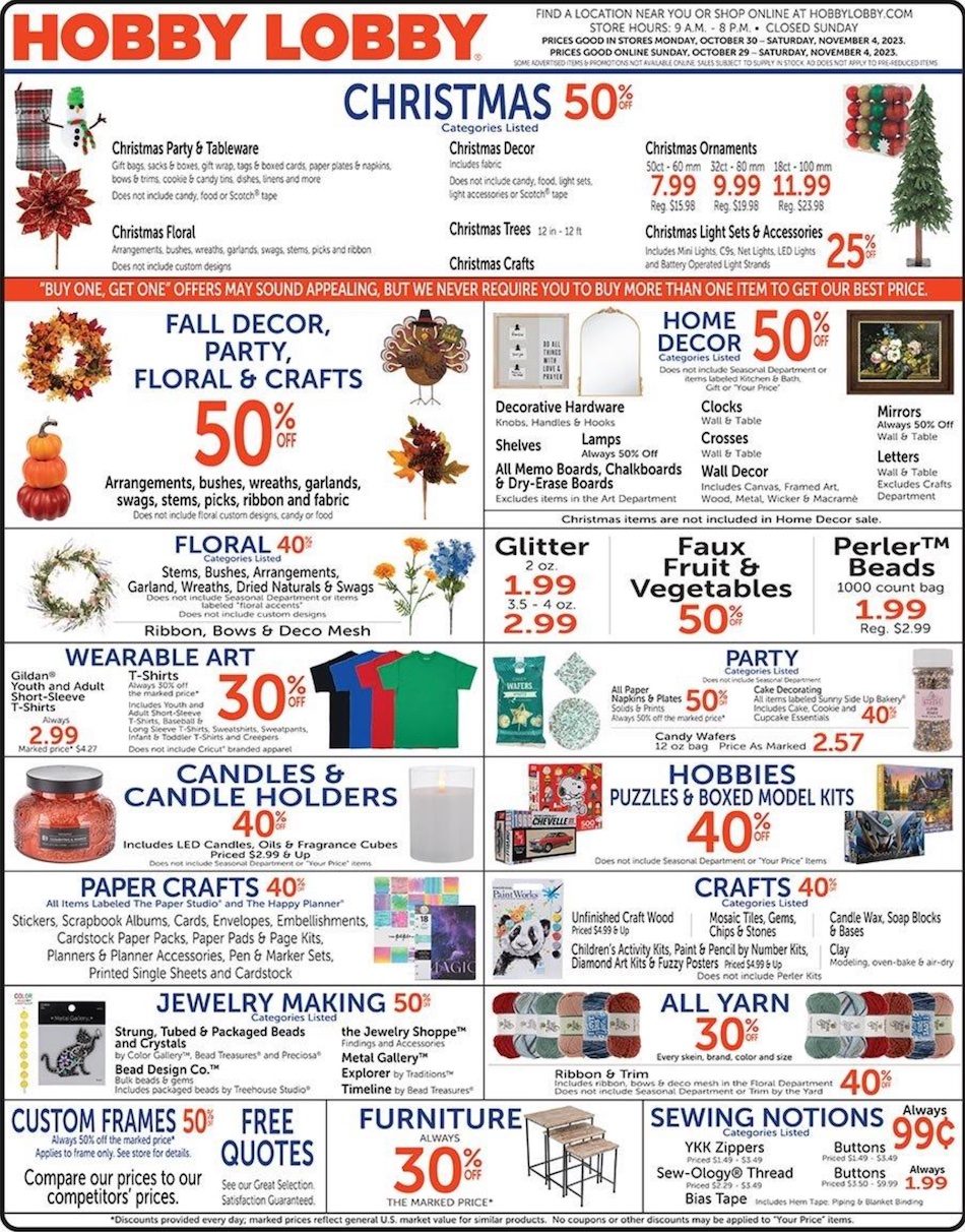 Hobby Lobby Weekly Ad Oct Nov Weeklyads