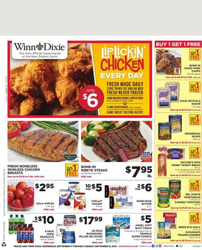 Winn Dixie Weekly Ad Special Food Prices Sep 9 2015