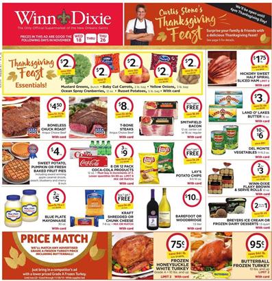Winn Dixie Weekly Ad Thanksgiving Nov 18 2015