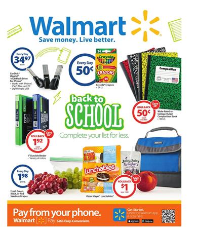 Walmart Weekly Ad Jul 29 - Aug 13 2016 Back To School