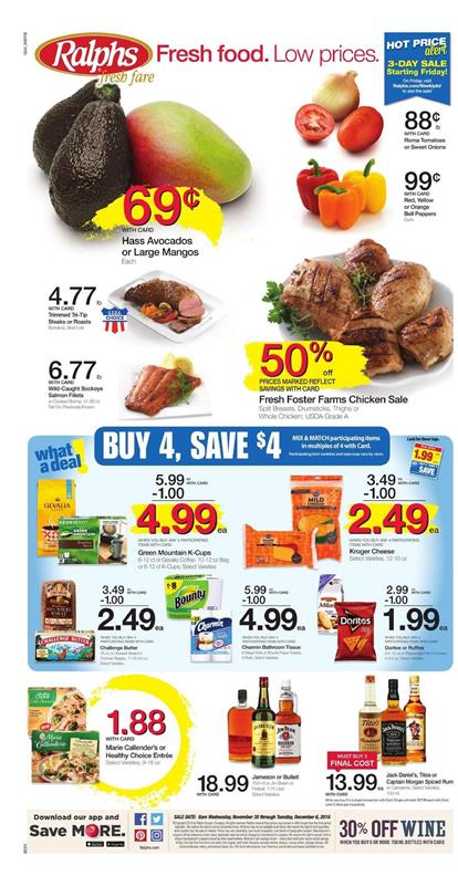 Ralphs Weekly Ad Nov 30 - Dec 6 2016 Buy 4 Save $4