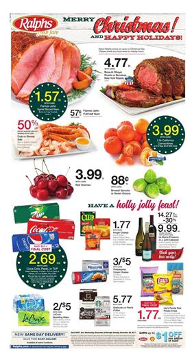 Ralphs Weekly Ad Christmas December 20 - 26, 2017