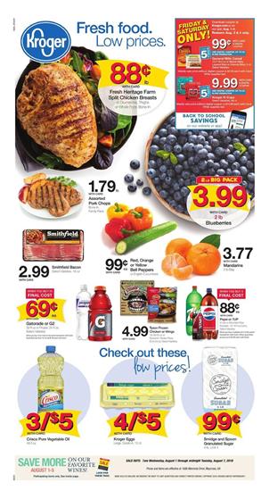 Kroger Weekly Ad Deals Aug 1 7 2018