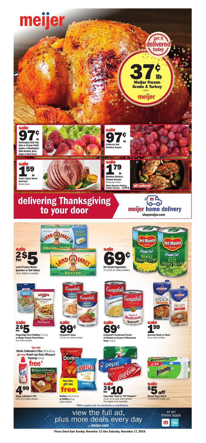 Meijer Weekly Ad Thanksgiving Deals Nov 11 17, 2018 WeeklyAds2