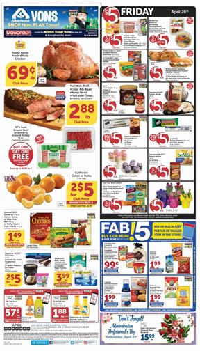 Vons Weekly Ad Grocery Sale Apr 2019
