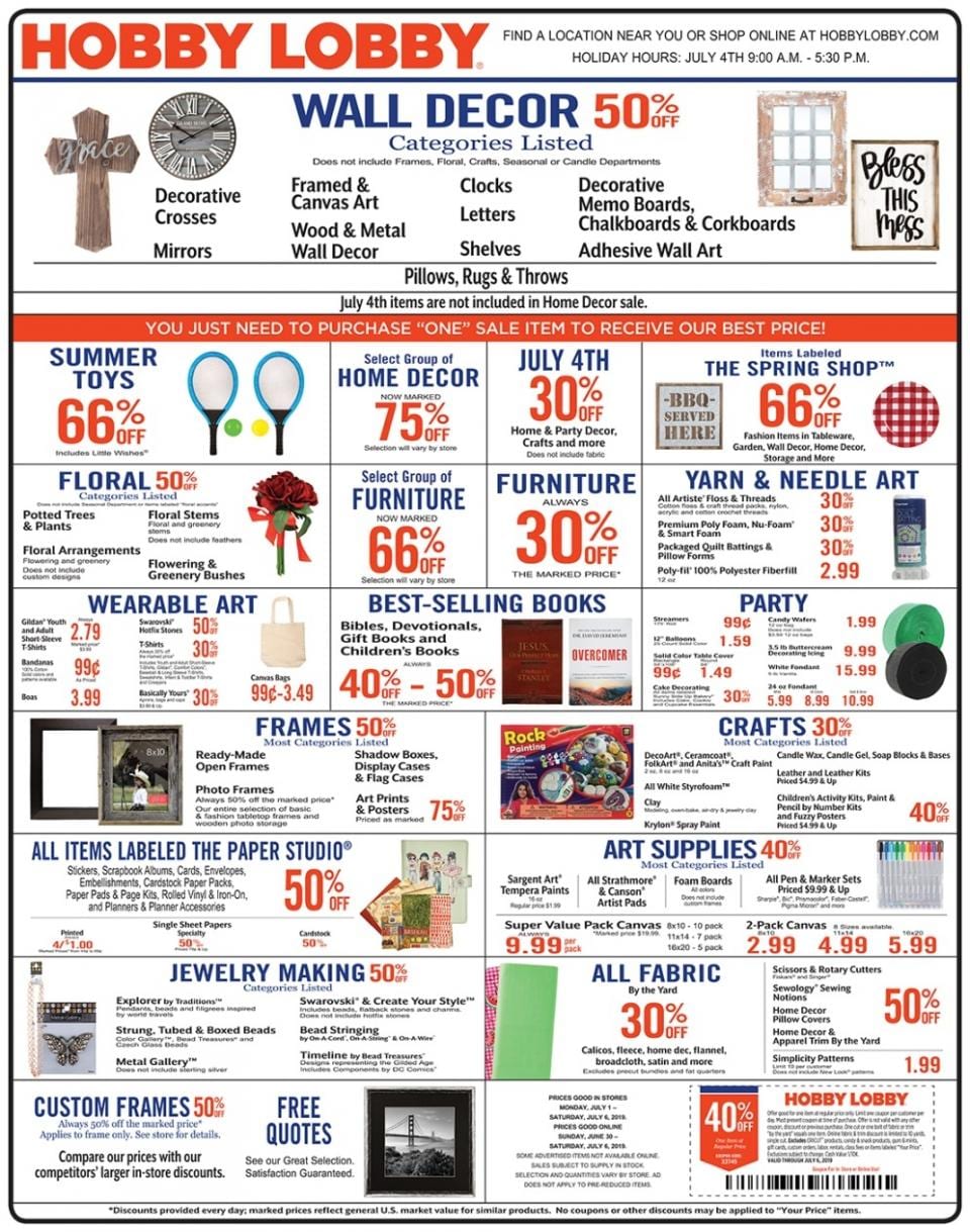 Hobby Lobby Ad Deals Jun 30 Jul 6, 2019 WeeklyAds2