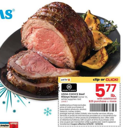 Albertsons Weekly Ad Dec 16 - 22 Ribeye Roast