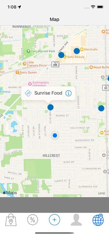 Depple Map Example Shows Stores