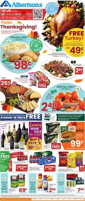 Albertsons Weekly Ad Thanksgiving Nov 16 - 24, 2022