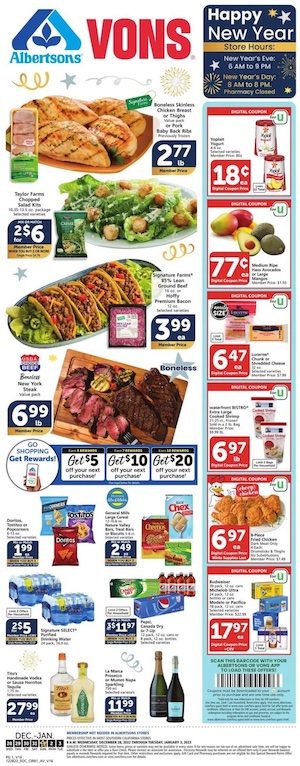 Vons Weekly Ad New Year 2022 - 2023