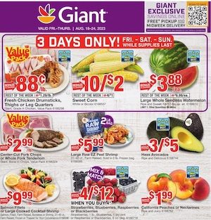 Giant Food Deals Aug 18 - 24, 2023