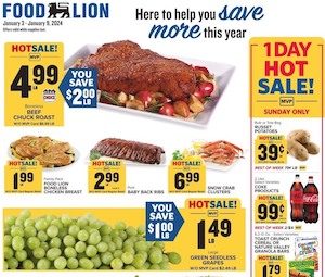 Food Lion Ad Sale Jan 3 - 9, 2024