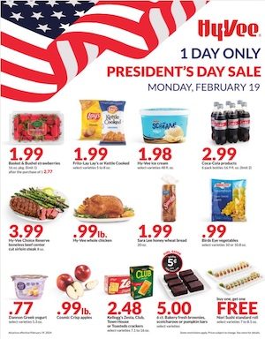 Hy-Vee Presidents' Day Sale Ad 2024