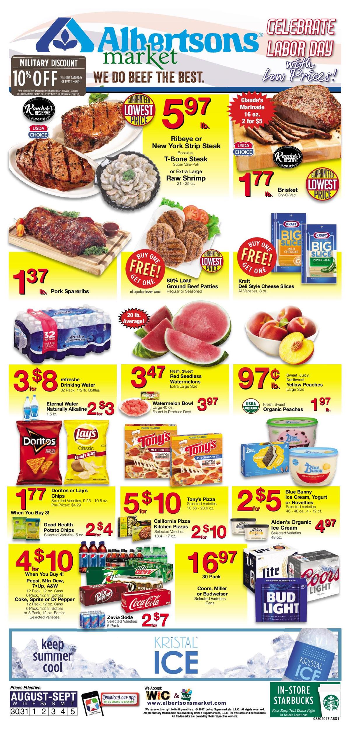 Albertsons Weekly Ad Aug 30 - Sep 5 2017 page 1