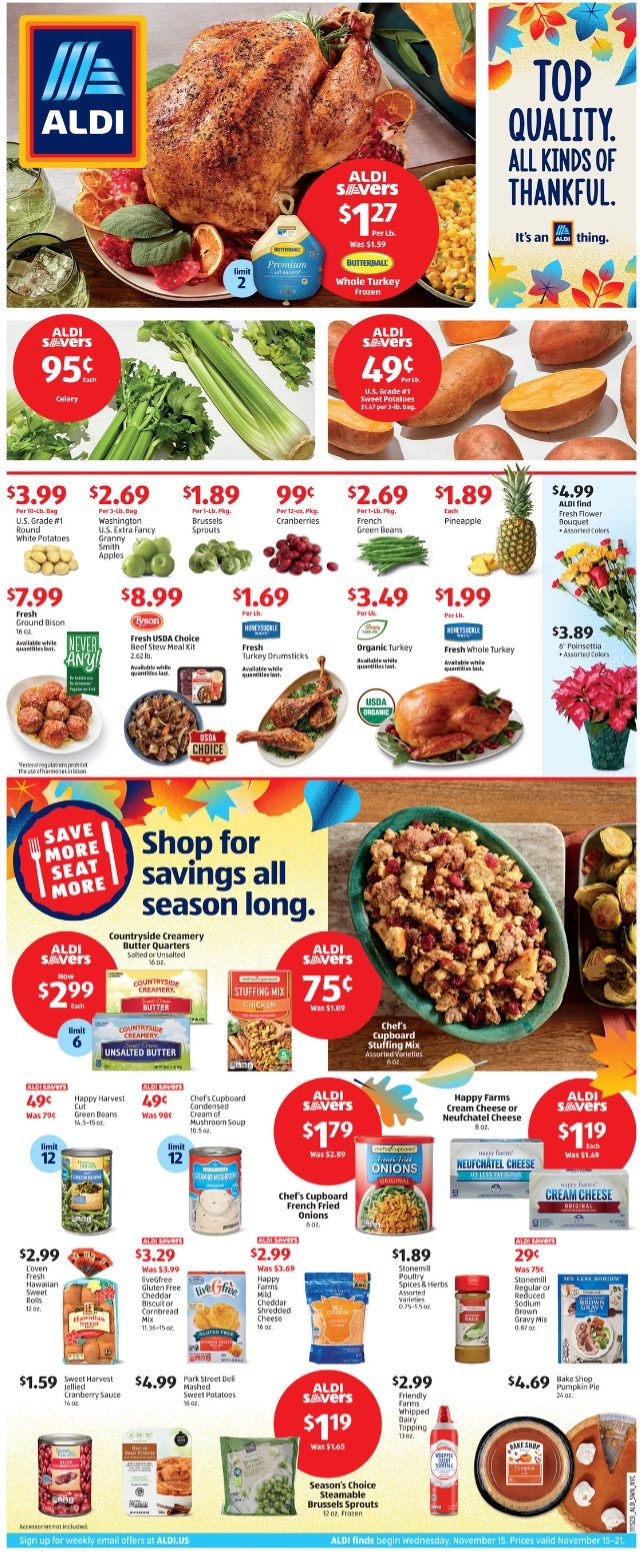 ALDI Weekly Ad Thanksgiving Nov 15 21, 2023 WeeklyAds2