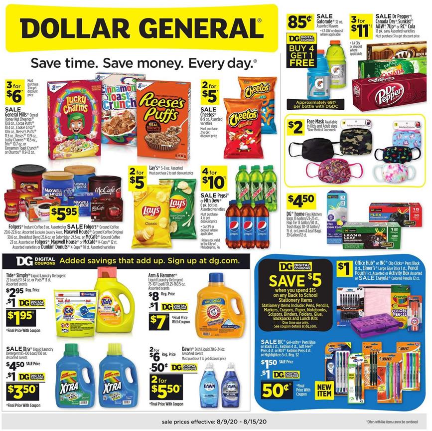 Dollar General Ad Aug 9 15, 2020 WeeklyAds2