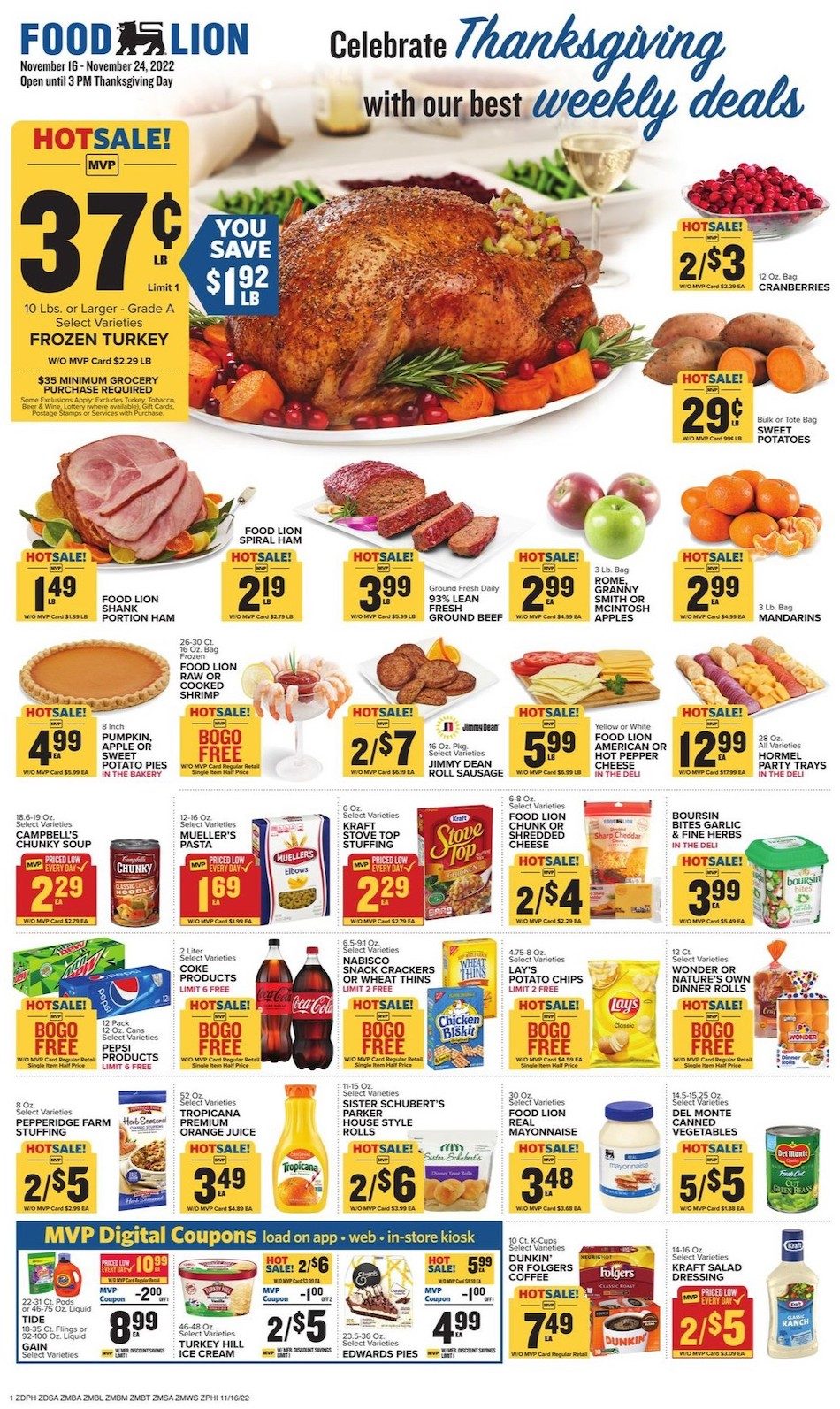 Food Lion Weekly Ad Thanksgiving Nov 16 24, 2022 WeeklyAds2