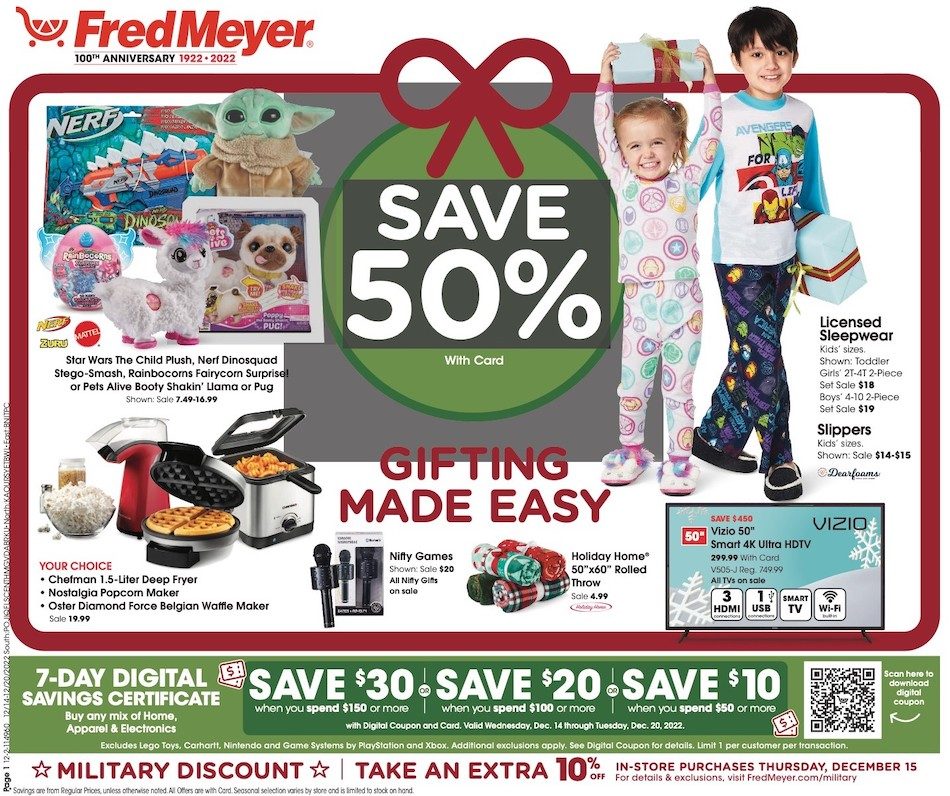 Fred Meyer Holiday Ad Dec 14 20, 2022 WeeklyAds2
