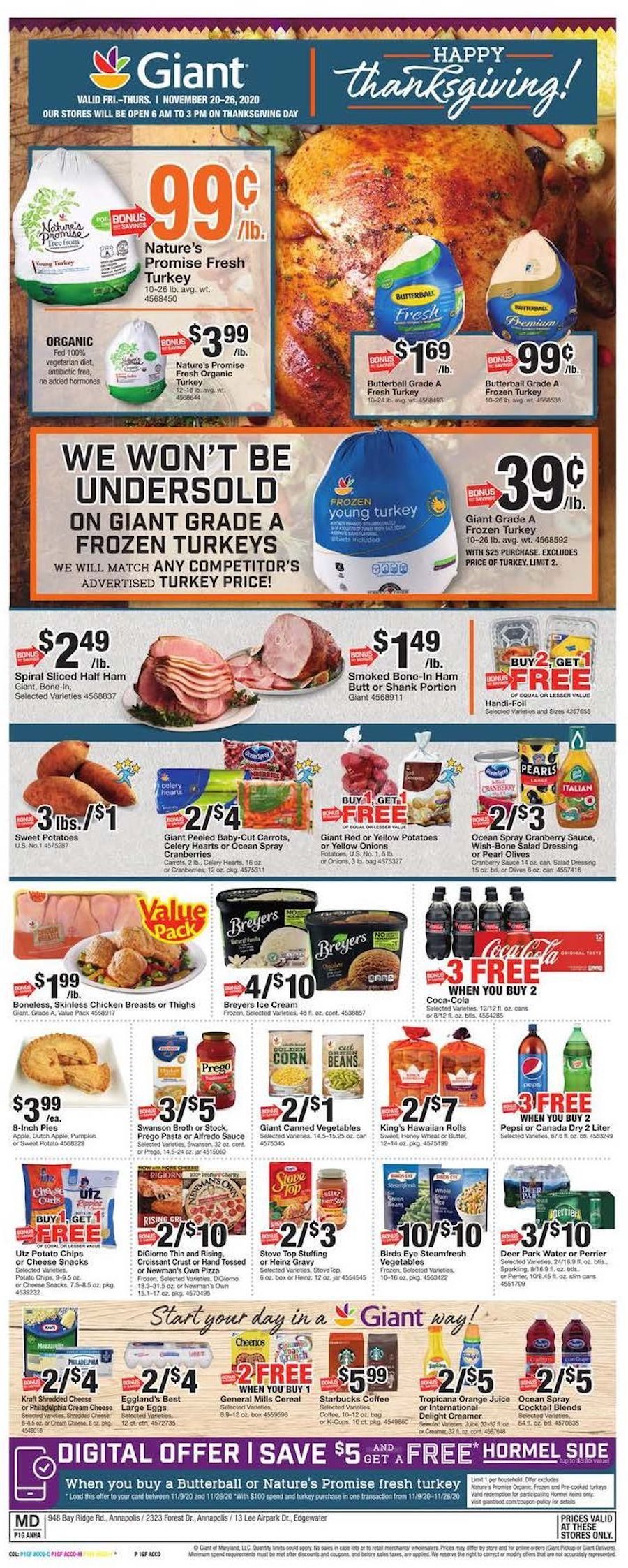 Giant Weekly Ad Thanksgiving Nov 20 - 26, 2020 - WeeklyAds2