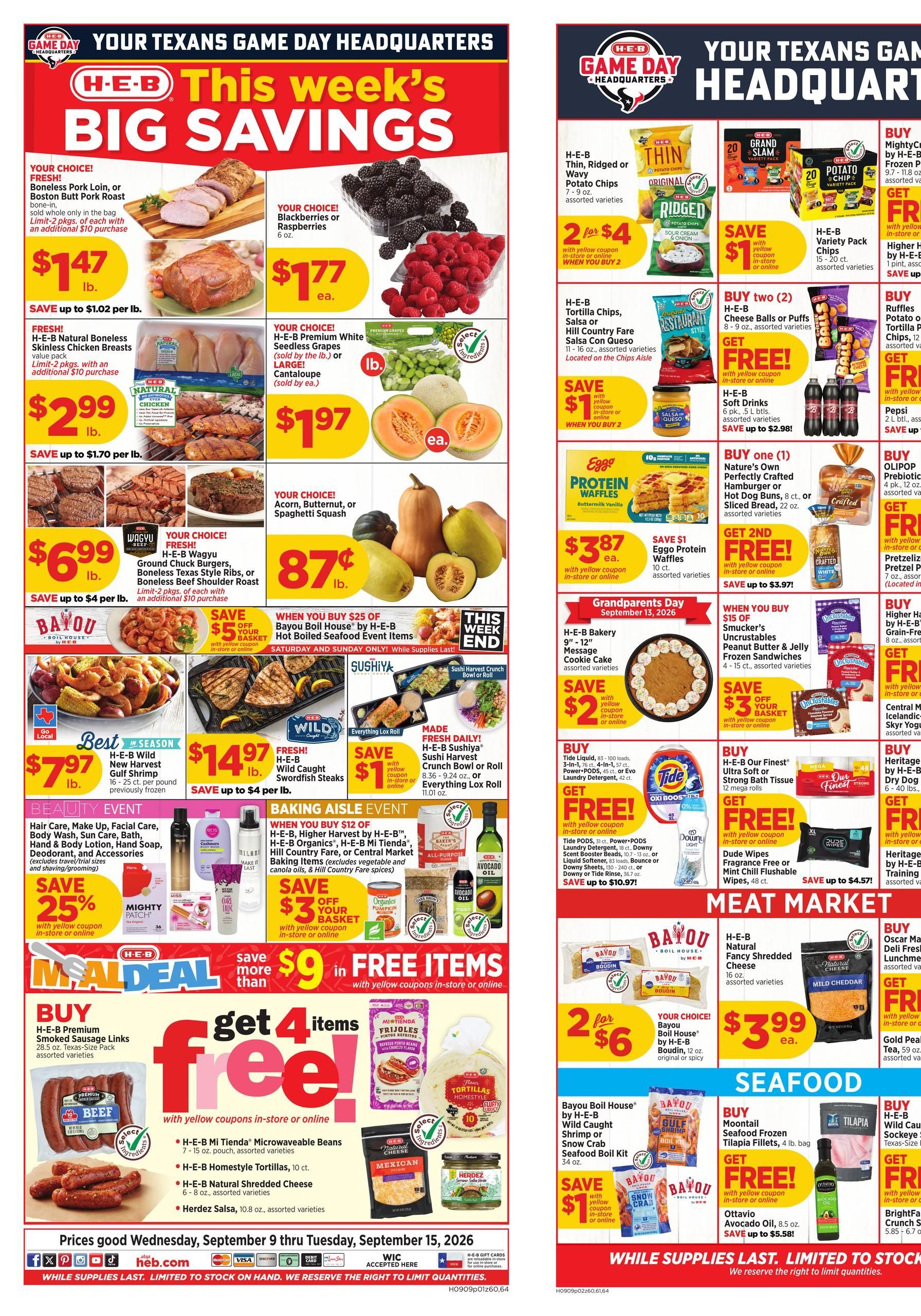 H-E-B Weekly Ad September 9 - 15, 2026 page 1