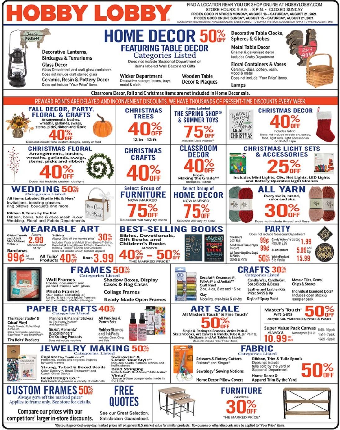 Hobby Lobby Ad Aug 15 21, 2021 WeeklyAds2