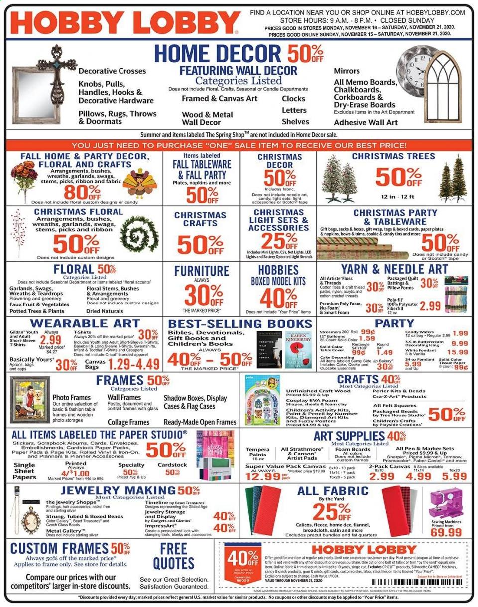 Hobby Lobby Ad Nov 15 - 21, 2020 - WeeklyAds2