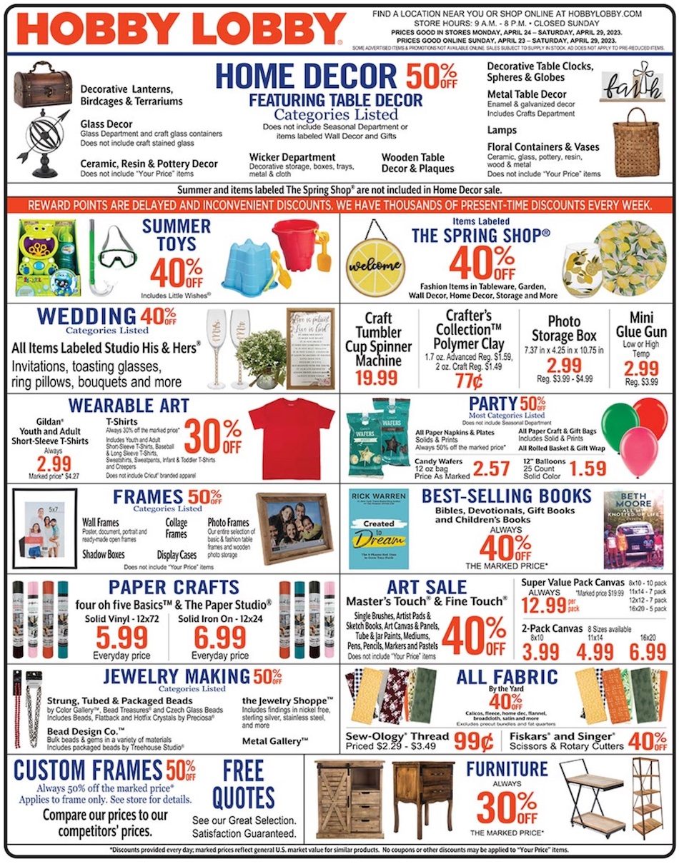 Hobby Lobby Weekly Ad Apr 23 29, 2023 WeeklyAds2