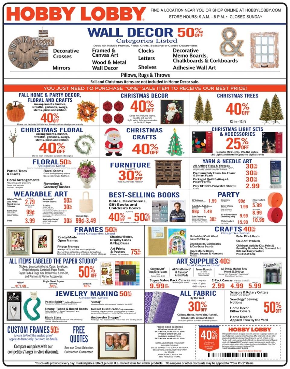 Hobby Lobby Weekly Ad Aug 25 31, 2019 WeeklyAds2