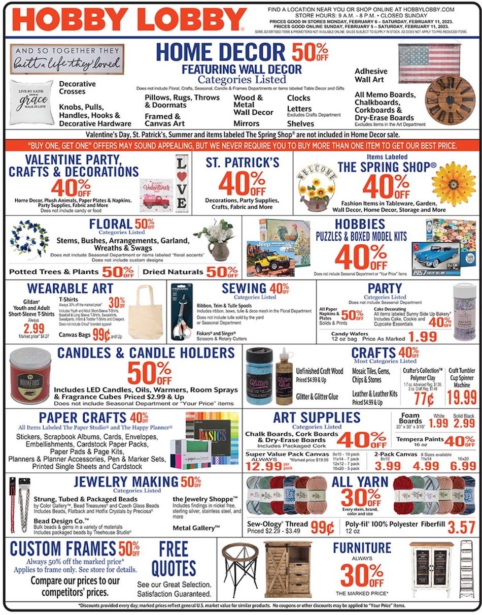 Hobby Lobby Weekly Ad Feb 5 11, 2023 WeeklyAds2