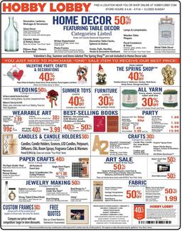Hobby Lobby Weekly Ad Feb 2 - 8, 2020