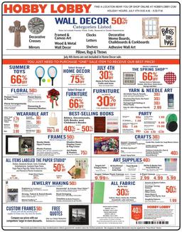 Hobby Lobby Weekly Ad Jun 30 - Jul 6, 2019