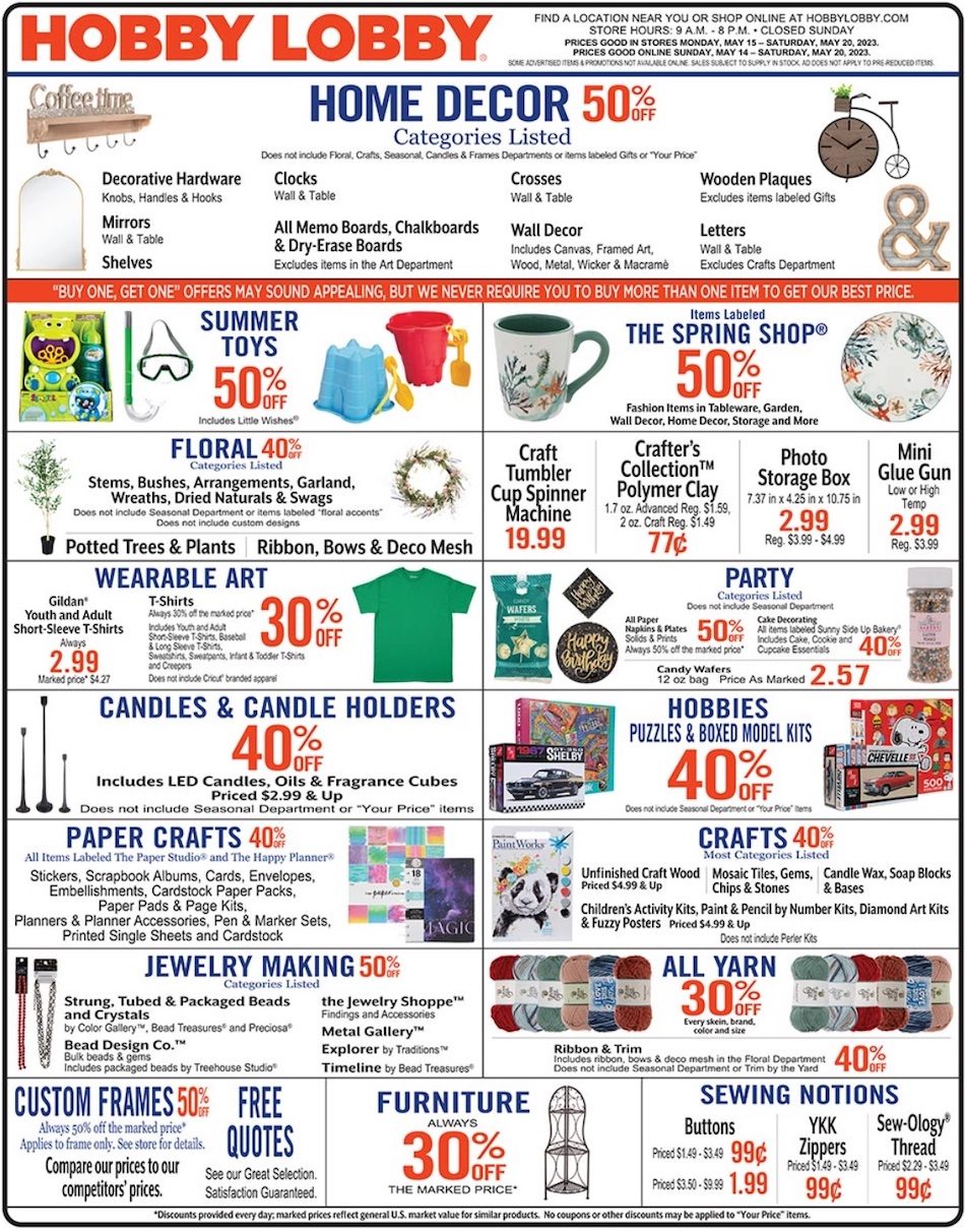 Hobby Lobby Weekly Ad Sale May 14 20, 2023 WeeklyAds2