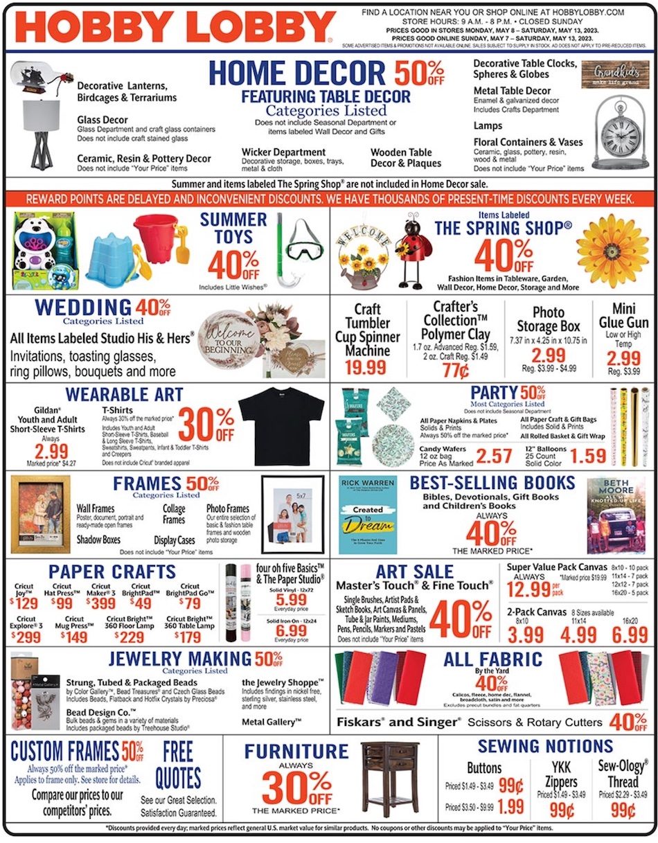 Hobby lobby weekly ad may 7 14 2023 weeklyads2
