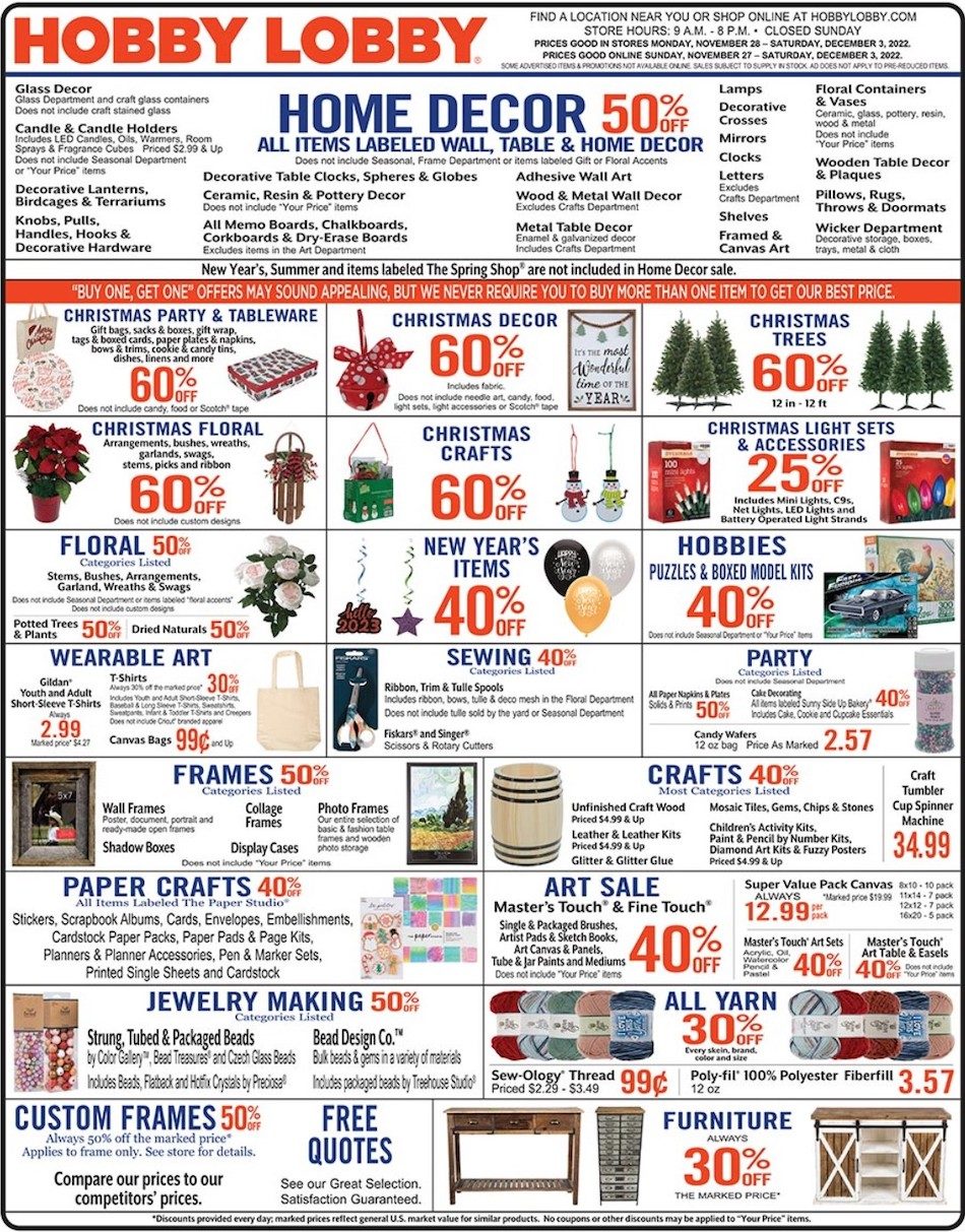 Hobby Lobby Weekly Ad Nov 27 Dec 3, 2022 WeeklyAds2