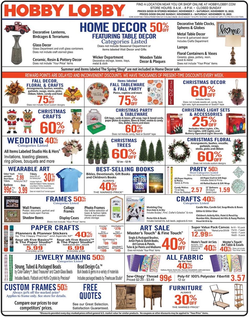 Hobby Lobby Weekly Ad Nov 6 12 2022 WeeklyAds2   1 