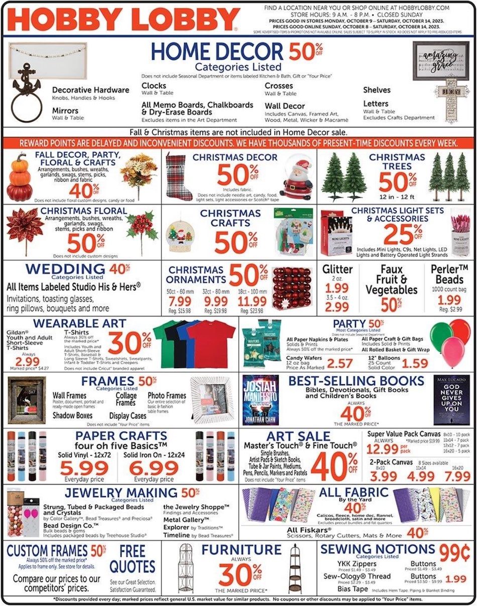 Hobby Lobby Weekly Ad Oct 8 14, 2023 WeeklyAds2