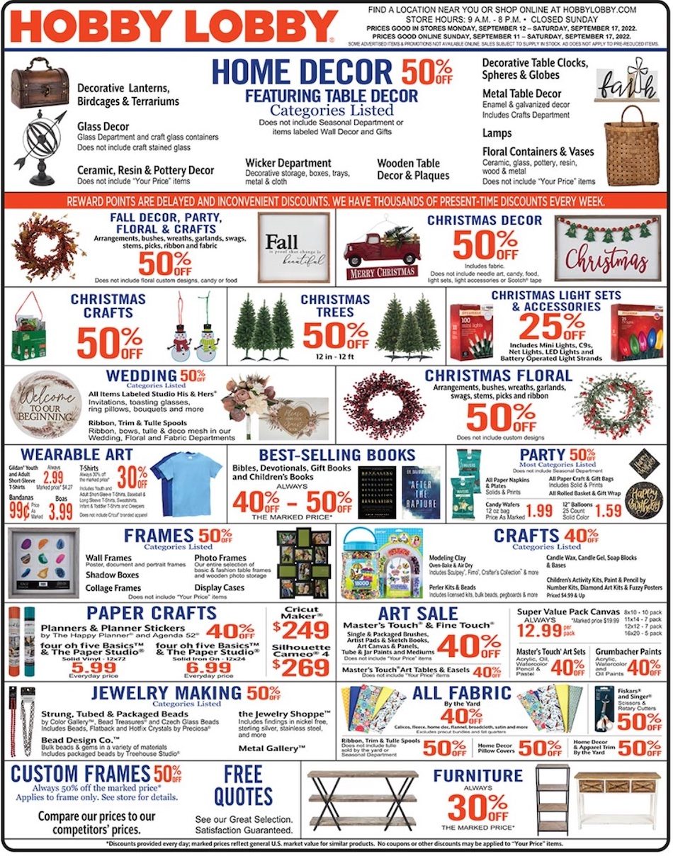 Hobby Lobby Weekly Ad Sep 11 17, 2022 WeeklyAds2