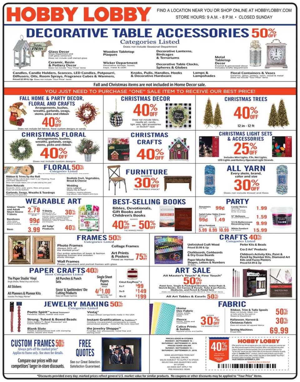 Hobby Lobby Weekly Ad Sep 15 - 21, 2019 - WeeklyAds2