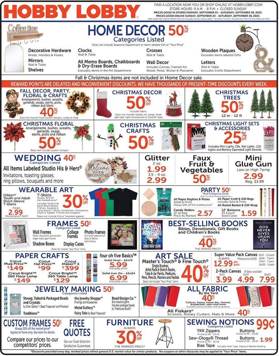 Hobby Lobby Weekly Ad Sep 24 30, 2023 WeeklyAds2