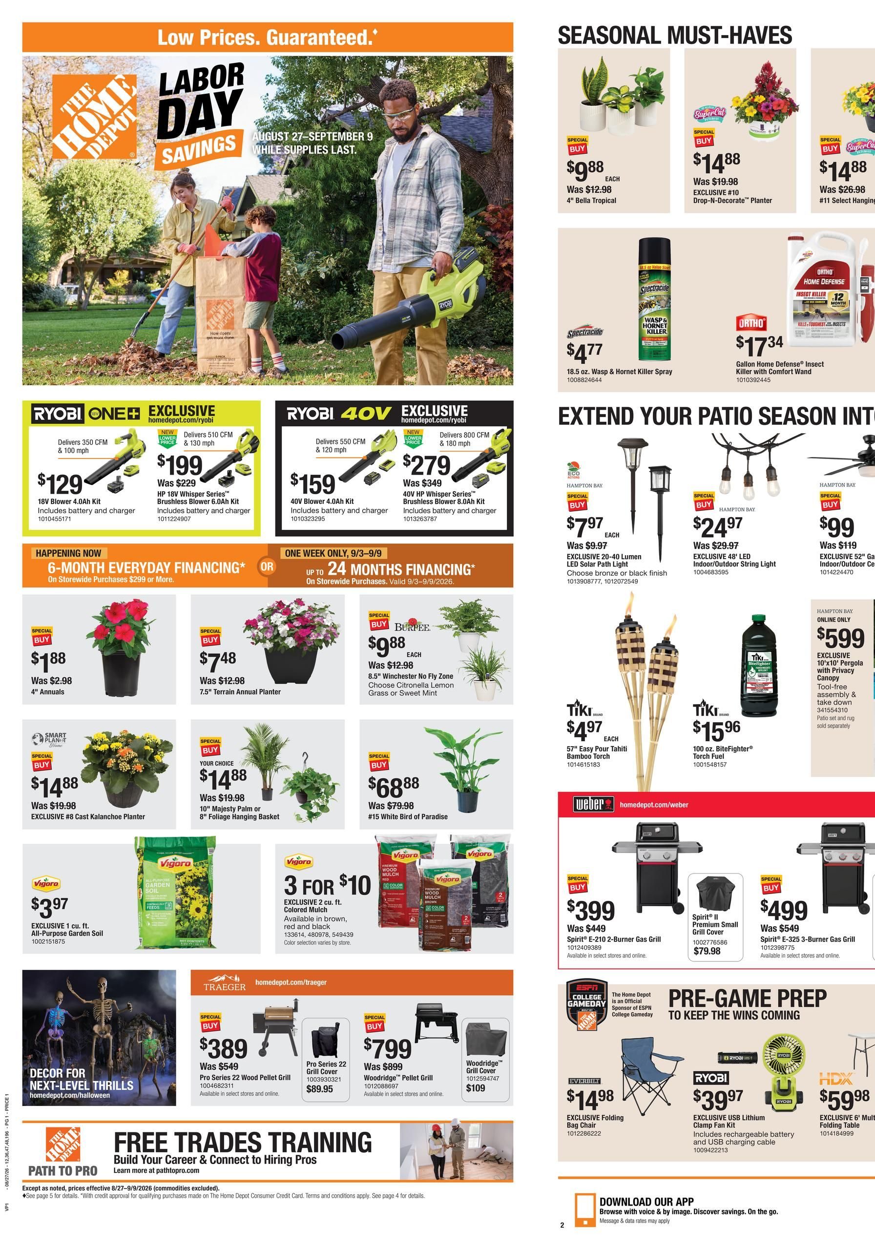 Home Depot Labor Day Savings August 27 - September 9, 2026 page 1