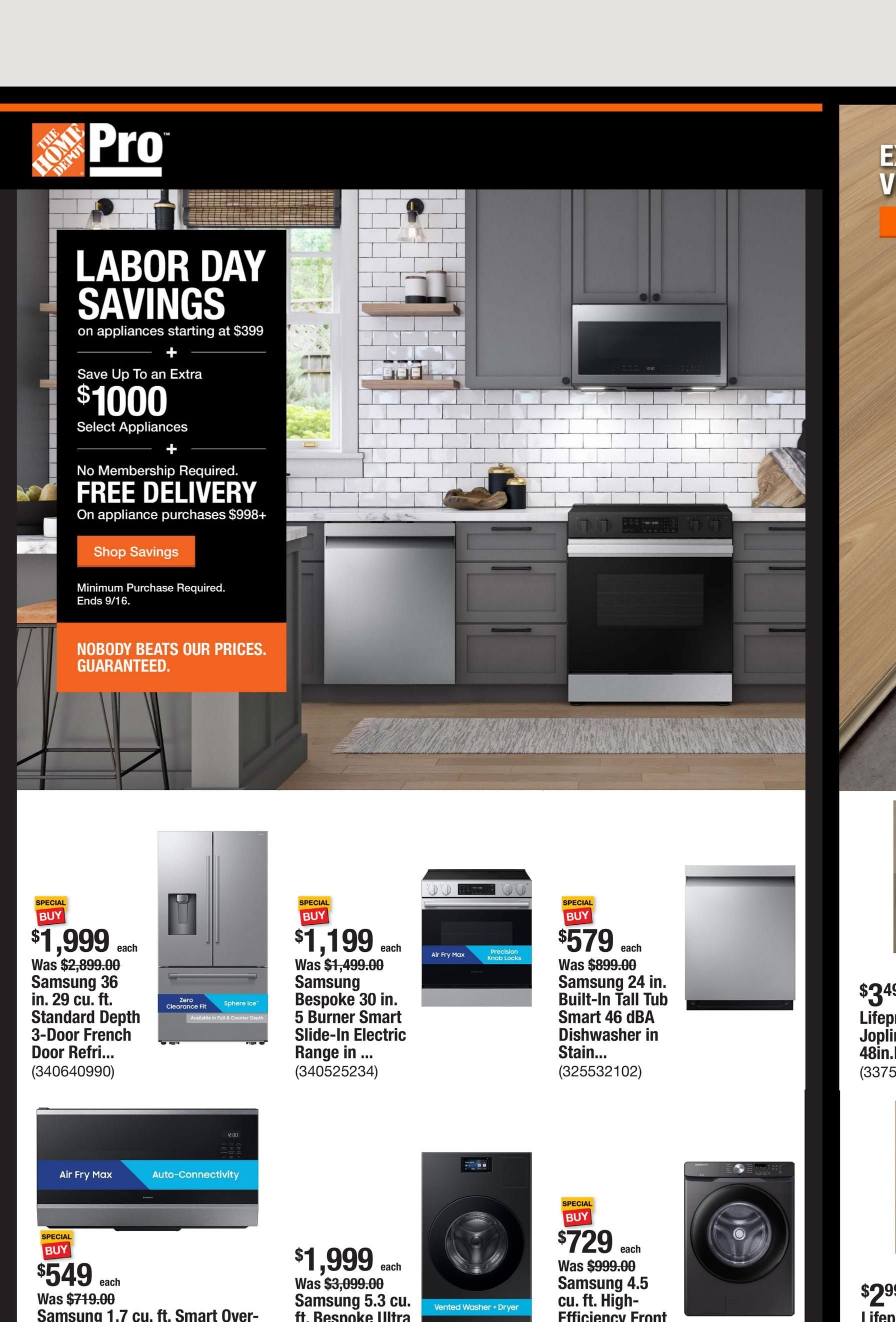 Home Depot Shop Pro Ad September 7 - 14, 2026 page 1