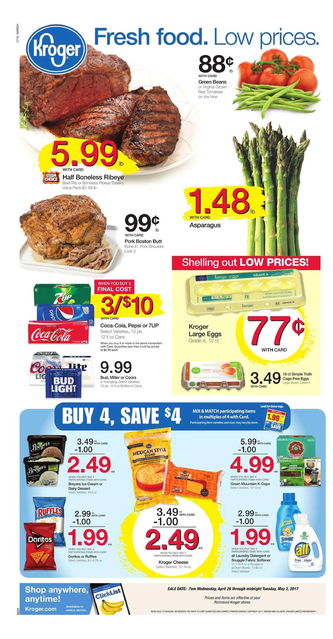 Kroger Weekly Ad Apr 26 - May 2 2017 page 1