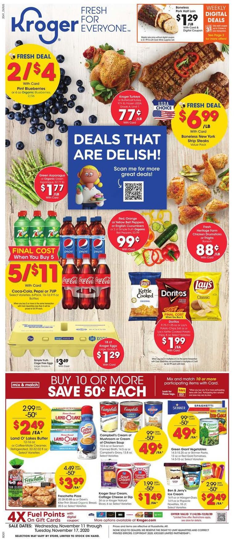 Kroger Weekly Ad Nov 11 - 17, 2020 page 1
