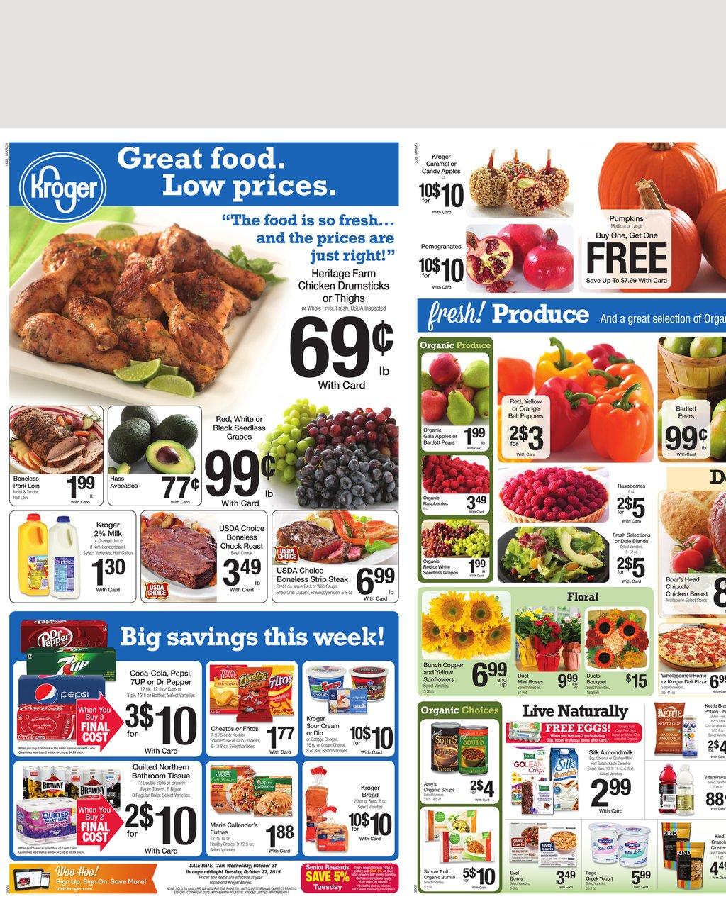 Kroger Weekly Ad Oct 21 - Oct 27 2015 page 1