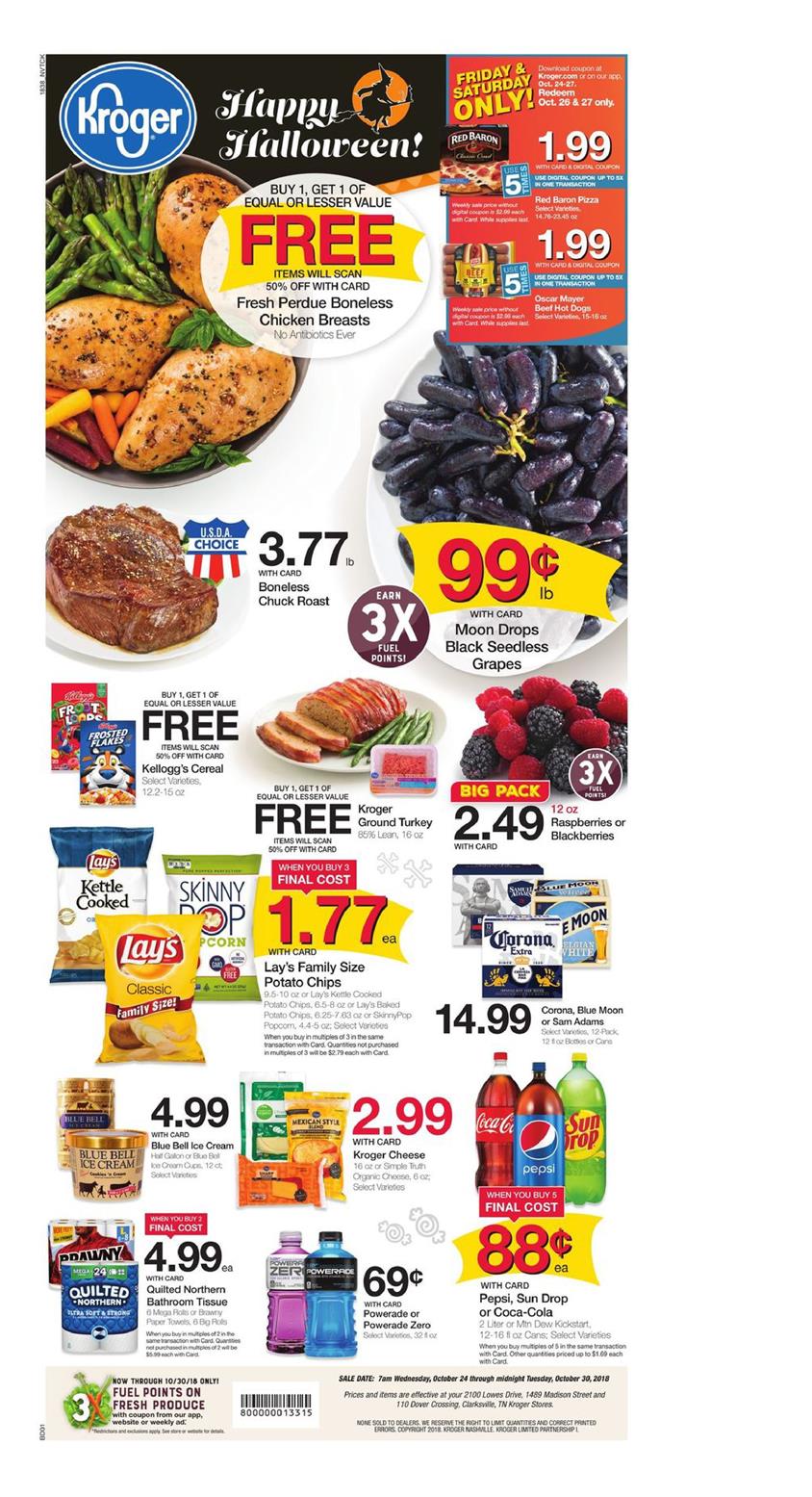 Kroger Weekly Ad Oct 24 - 30, 2018 page 1